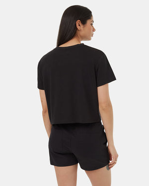 Black-Crew-Neck-Graphic-Cropped-Shortsleeve-T-Shirt