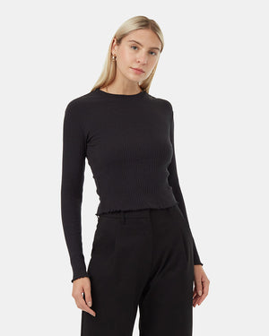 Black-High-Crew-Neck-Ribbed-Long-Sleeve-Top