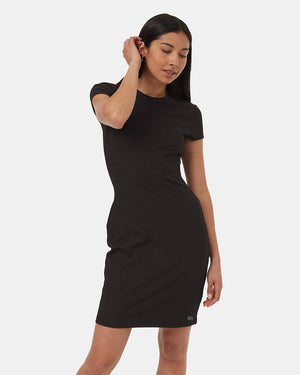 Black-Knee-Length-Slim-Quick-dry-T-Shirt-Dress