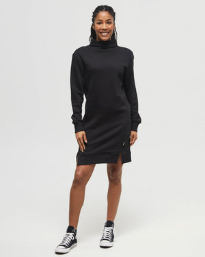 Black-Mock-Neck-Sweater-Dress