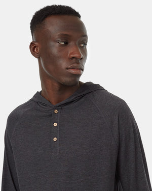 Black-Recycled-Polyester-Buttoned-Henley-Hoodie