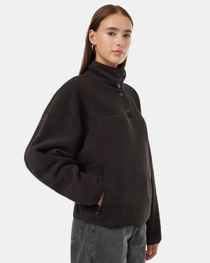 Black-Recycled-Polyester-High-Snap-Neck-Half-Zip-Sweater