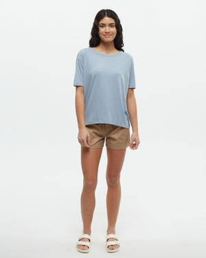 Blue-Crew-Neck-Flowy-Oversized-Shortsleeve-T-Shirt