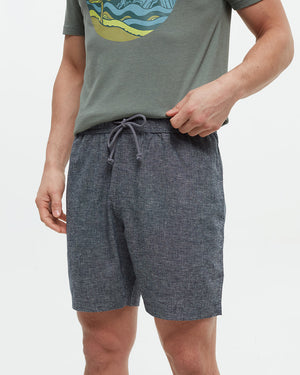 Blue-Mens-Casual-Hemp-Shorts