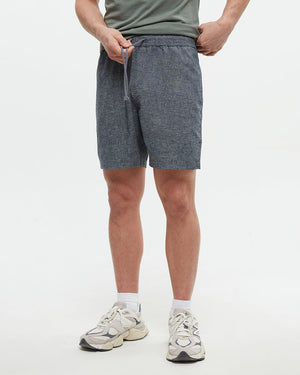 Blue-Mens-Casual-Hemp-Shorts