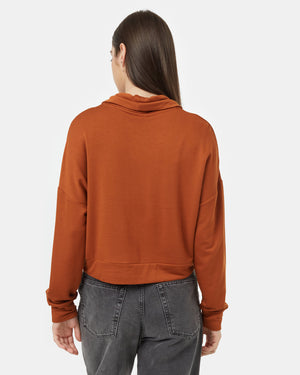 Brown-Cowl-Neck-Long-Sleeve-Cropped-Top