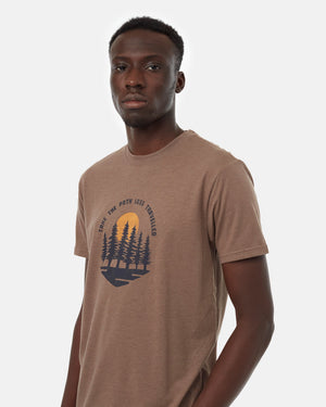 Brown-Crew-Neck-Short-Sleeve-Graphic-T-Shirt