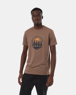 Brown-Crew-Neck-Short-Sleeve-Graphic-T-Shirt