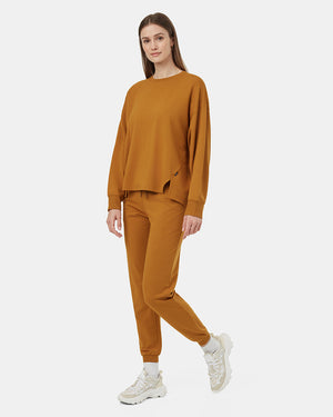 Brown-Mid-Rise-Full-Length-Elastic-Cuff-Pant