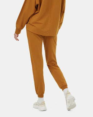 Brown-Mid-Rise-Full-Length-Elastic-Cuff-Pant