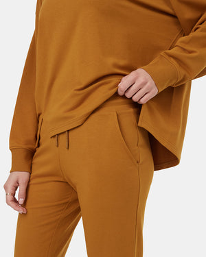 Brown-Mid-Rise-Full-Length-Elastic-Cuff-Pant