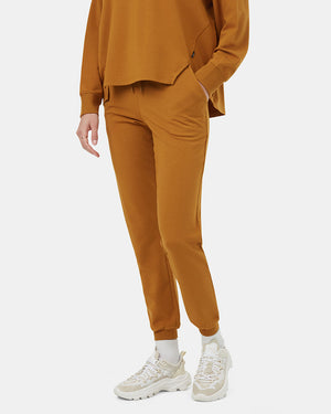 Brown-Mid-Rise-Full-Length-Elastic-Cuff-Pant