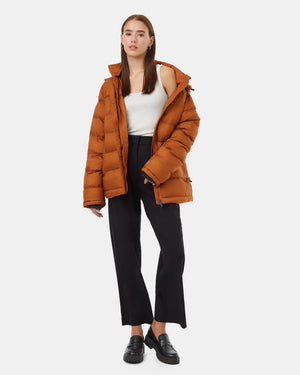 Brown-Water-Resistant-Mid-Length-Puffer-Jacket