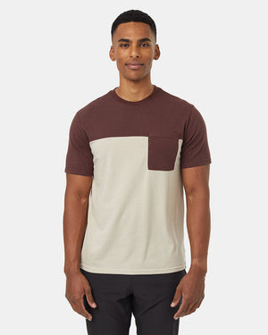 Burgundy-Recycled-Polyester-Crew-Neck-Color-Block-Tee