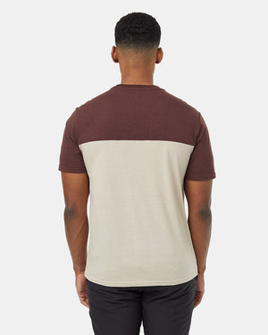 Burgundy-Recycled-Polyester-Crew-Neck-Color-Block-Tee