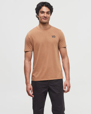 Camel-Crew-Neck-Graphic-Shortsleeve-T-Shirt