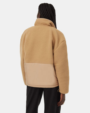 Camel-Recycled-Polyester-Mock-Neck-Half-Zip-Sweater