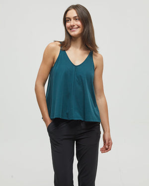 Green-Double-V-Neck-Relaxed-Fit-Tank-Top