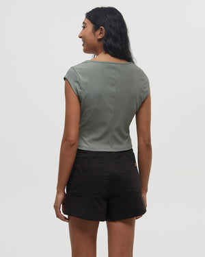 Green-Quick-dry-Slim-Fit-Crop-T-Shirt