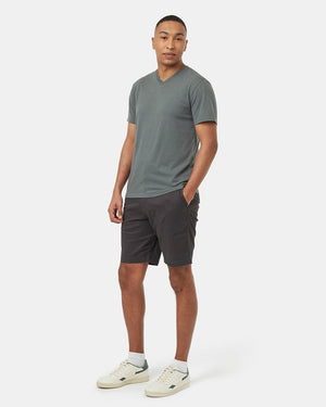 Green-V-Neck-Short-Sleeve-T-Shirt