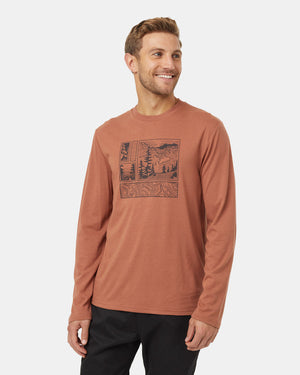 Orange-Crew-Neck-Graphic-Longsleeve-T-Shirt