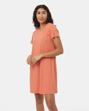 Orange-Knee-Length-Slitted-T-Shirt-Dress