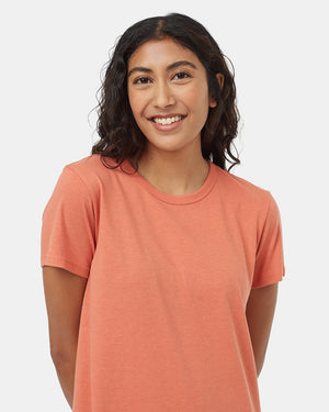 Orange-Knee-Length-Slitted-T-Shirt-Dress