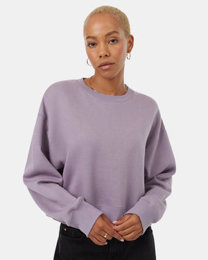 Purple-Organic-Cotton-Crew-Neck-Oversized-Cropped-Sweatshirt