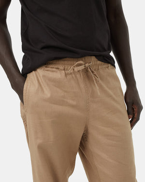 Beige Men's Hemp Mid-Rise Trousers