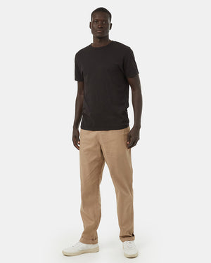 Beige Men's Hemp Mid-Rise Trousers