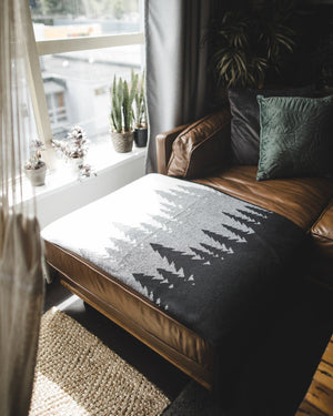 Black Organic Cotton, Tree Graphic Blanket