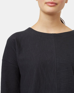 Black Women's Boatneck Knit Sweater