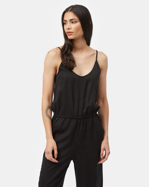 Black Women's Cropped Wide Leg Jumpsuit