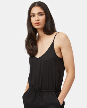 Black Women's Cropped Wide Leg Jumpsuit