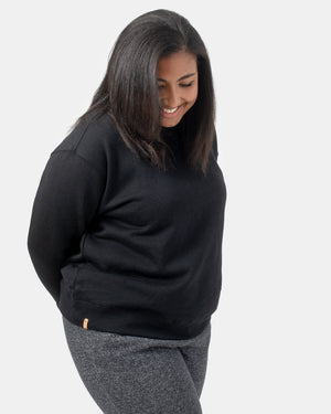 Black Women's Fleece Long Sleeve Sweatshirt