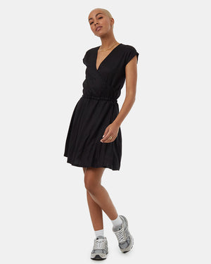 Black-Womens-Tencel-Wrap-Dress