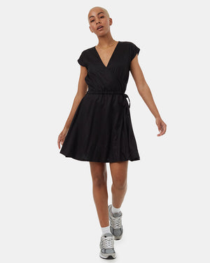 Black-Womens-Tencel-Wrap-Dress