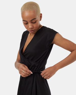 Black-Womens-Tencel-Wrap-Dress