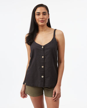 Black Women's Button Front Tank Top