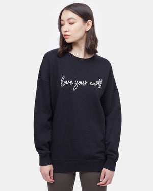 Black Women's Oversized Crew Sweatshirt