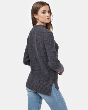 Black,Gray Women's Long Sleeve Knit Jumper