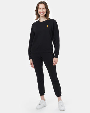 Black,Yellow Women's Embroidered Crew Neck