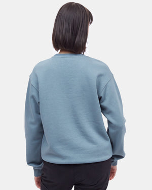 Blue  Women's Embroidered Crew Neck