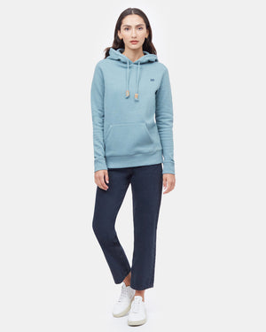 Blue Embroidered Pullover Hoodie