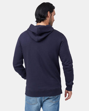 Blue Fleece Button Pullover Hoodie