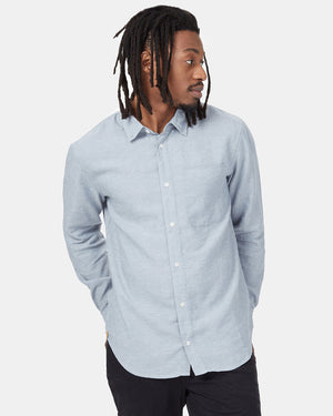 Blue Men's Hemp Long Sleeve Shirt