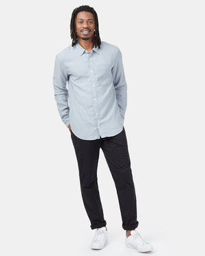 Blue Men's Hemp Long Sleeve Shirt