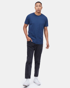 Blue Organic Cotton Crew Neck T-Shirt