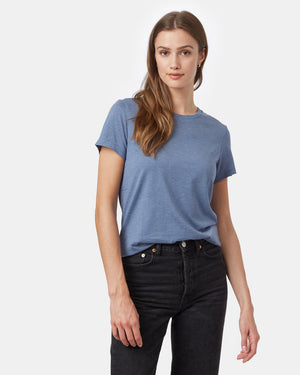 Blue Recycled Polyester Crew Neck T-Shirt