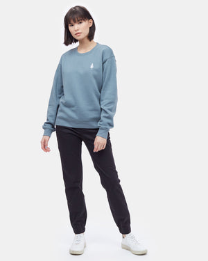 Blue Women's Embroidered Crew Neck